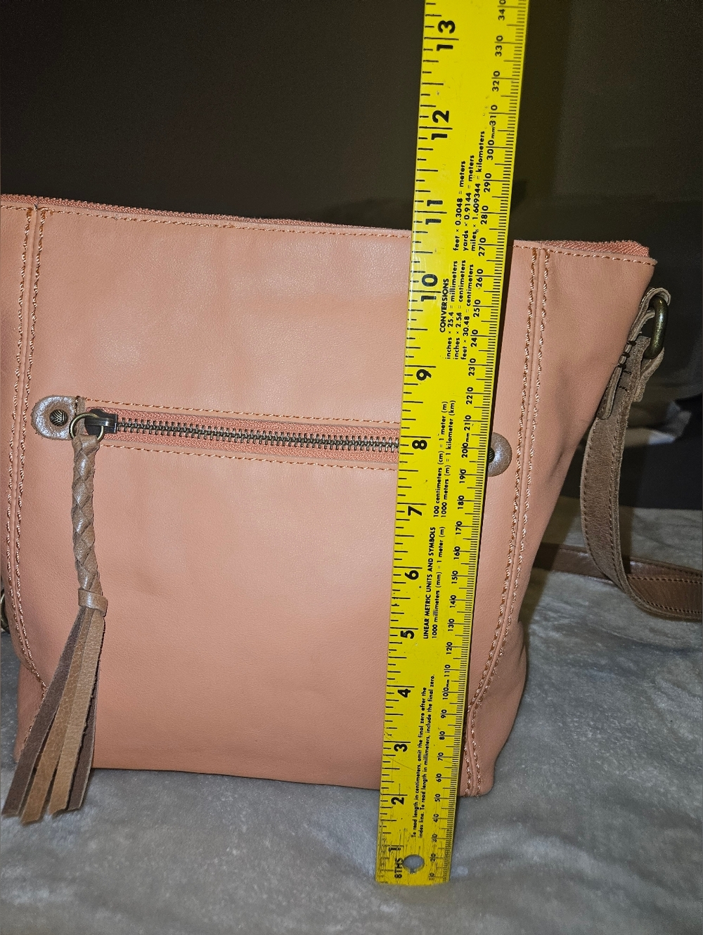 The SakLeather Crossbody Bag in Peach/Tan - Picture 7 of 16